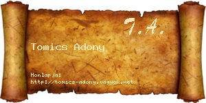Tomics Adony névjegykártya